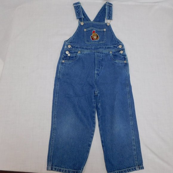 Mightymac Sports NHL Ottawa Senators Logo Toddler 3X Denim Overalls - Picture 1 of 8